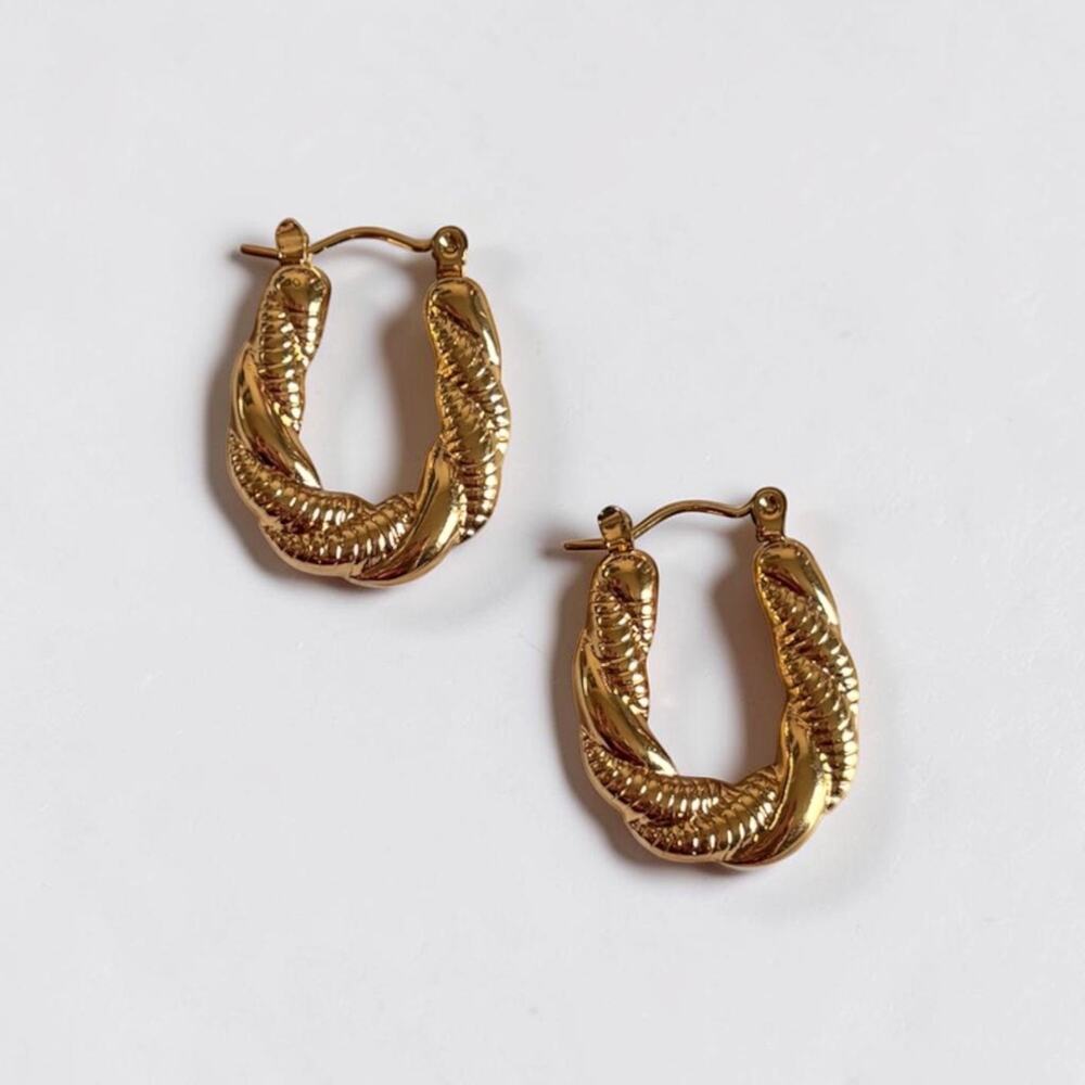 Gold Twisted Chunky Hoop Earring